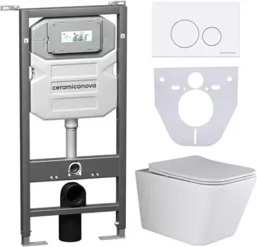 Комплект подвесной унитаз Ceramica Nova Metric CN3007 + система инсталляции Ceramica Nova Envision Round CN1001W + CN1000