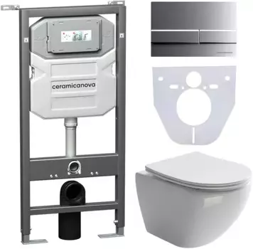 Комплект подвесной унитаз Ceramica Nova Metropol CN4002 + система инсталляции Ceramica Nova Envision Flat CN1002M + CN1000