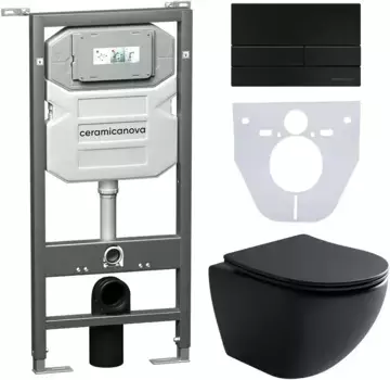 Комплект подвесной унитаз Ceramica Nova Metropol CN4002MB + система инсталляции Ceramica Nova Envision Flat CN1002B + CN1000