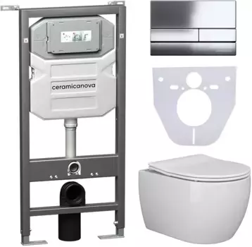 Комплект подвесной унитаз Ceramica Nova Play CN3001 + система инсталляции Ceramica Nova Envision Flat CN1002CH + CN1000