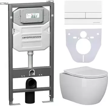 Комплект подвесной унитаз Ceramica Nova Play CN3001 + система инсталляции Ceramica Nova Envision Flat CN1002W + CN1000