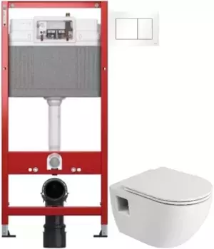 Комплект подвесной унитаз Cezares Eco CZR-526-TH-R/2040SC + система инсталляции Tece 9400413
