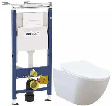 Комплект подвесной унитаз Creavit Free FE320-11CB00E-0000 + KC0903.02.0000E + система инсталляции Geberit 458.125.11.1