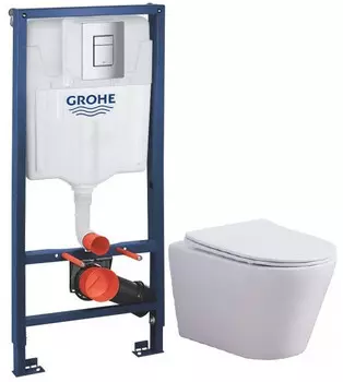 Комплект подвесной унитаз Esbano Clavel ESUPCLAVW + система инсталляции Grohe 38772001