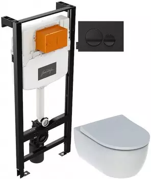 Комплект подвесной унитаз Geberit iCon 500.784.01.1 + система инсталляции Jacob Delafon E24156-NF + E20859-7-BMT
