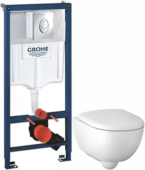 Комплект подвесной унитаз Geberit Renova Compact 500.803.00.1 + система инсталляции Grohe 38721001