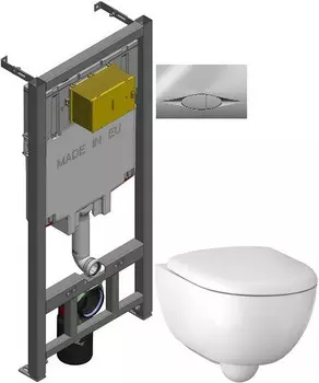 Комплект подвесной унитаз Geberit Renova Compact 500.803.00.1 + система инсталляции Jacob Delafon E29025-NF + E29027-CP