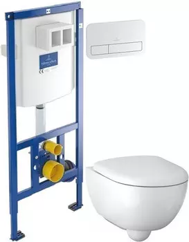 Комплект подвесной унитаз Geberit Renova Compact 500.803.00.1 + система инсталляции Villeroy &amp; Boch 92246100 + 92249068