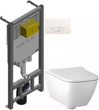 Комплект подвесной унитаз Geberit Smyle Square 500.683.00.2 + система инсталляции Jacob Delafon E29025-NF + E29026-01R