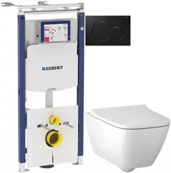 Комплект подвесной унитаз Geberit Smyle Square 500.683.00.2 + система инсталляции Geberit 111.362.00.5 + 115.770.DW.5