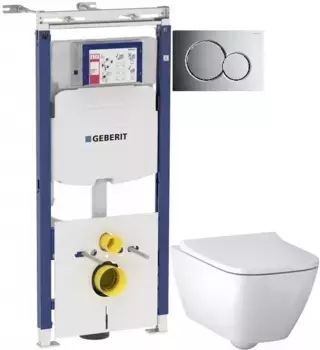 Комплект подвесной унитаз Geberit Smyle Square 500.683.00.2 + система инсталляции Geberit 111.362.00.5 + 115.770.21.5