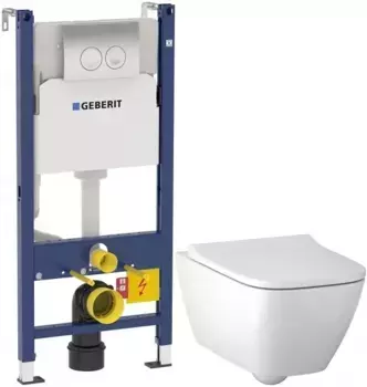 Комплект подвесной унитаз Geberit Smyle Square 500.683.00.2 + система инсталляции Geberit 458.124.21.1