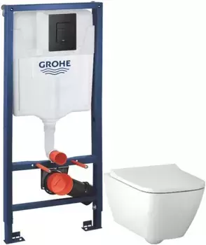 Комплект подвесной унитаз Geberit Smyle Square 500.683.00.2 + система инсталляции Grohe 38811kf0
