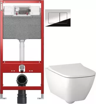 Комплект подвесной унитаз Geberit Smyle Square 500.683.01.1 + система инсталляции Tece 9300302 + 9240401