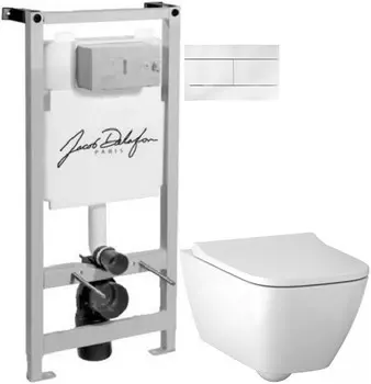 Комплект подвесной унитаз Geberit Smyle Square 500.683.01.1 + система инсталляции Jacob Delafon E5504-NF + E4316-00