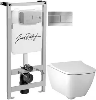Комплект подвесной унитаз Geberit Smyle Square 500.683.01.1 + система инсталляции Jacob Delafon E5504-NF + E4316-CP