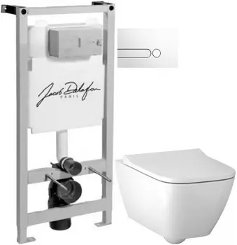 Комплект подвесной унитаз Geberit Smyle Square 500.683.01.1 + система инсталляции Jacob Delafon E5504-NF + E4326-00