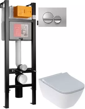 Комплект подвесной унитаз Geberit Smyle Square 500.685.01.1 + система инсталляции Jacob Delafon E33131RU-NF + E20859-CP-MTC