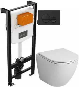 Комплект подвесной унитаз Grossman GR-4455S + система инсталляции Jacob Delafon E24156-NF + E20859-7-BMT