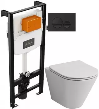 Комплект подвесной унитаз Grossman GR-4477S + система инсталляции Jacob Delafon E24156-NF + E20859-7-BMT