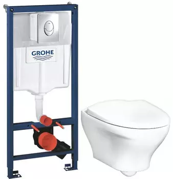 Комплект подвесной унитаз Gustavsberg Estetic GB1183300R1030 + система инсталляции Grohe 38721001