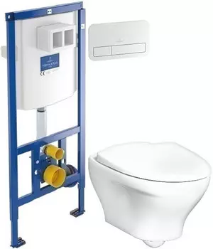 Комплект подвесной унитаз Gustavsberg Estetic GB1183300R1030 + система инсталляции Villeroy &amp; Boch 92246100 + 92249068