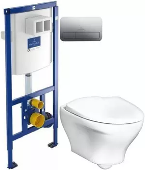 Комплект подвесной унитаз Gustavsberg Estetic GB1183300R1030 + система инсталляции Villeroy &amp; Boch 92246100 + 92249061