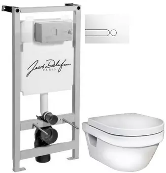 Комплект подвесной унитаз Gustavsberg Hygienic Flush 5G84HR01 + система инсталляции Jacob Delafon E5504-NF + E4326-00
