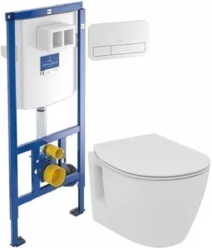 Комплект подвесной унитаз Ideal Standard Connect Space E804601 + E772401 + система инсталляции Villeroy &amp; Boch 92246100 + 92249068