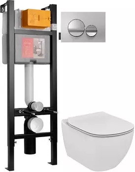 Комплект подвесной унитаз Ideal Standard Tesi Aquablade T007901 + T352701 + система инсталляции Jacob Delafon E33131RU-NF + E20859-CP-MTC