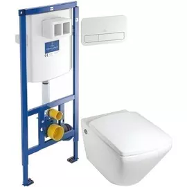 Комплект подвесной унитаз Jacob Delafon Escale E1306-00 + система инсталляции Villeroy &amp; Boch 92246100 + 92249068