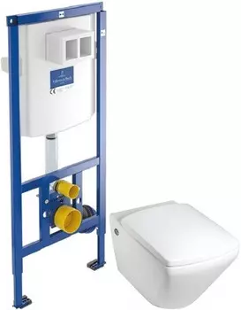 Комплект подвесной унитаз Jacob Delafon Escale E1306-00 + система инсталляции Villeroy &amp; Boch 92246100