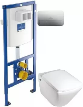 Комплект подвесной унитаз Jacob Delafon Escale E1306-00 + система инсталляции Villeroy &amp; Boch 92246100 + 92249061