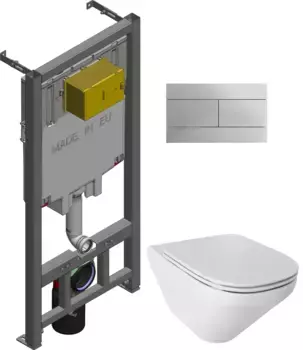 Комплект подвесной унитаз Jacob Delafon Modern Life E77725-0 + E77168-0 + система инсталляции Jacob Delafon E29025-NF + E4316-CP