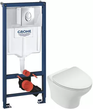 Комплект подвесной унитаз Jacob Delafon Nouvelle Vague EDK102-00 + E22124-00 + система инсталляции Grohe 38721001