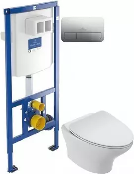 Комплект подвесной унитаз Jacob Delafon Nouvelle Vague EDJ102-00 + E20069-00 + система инсталляции Villeroy & Boch 92246100 + 92249061