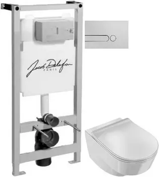 Комплект подвесной унитаз Jacob Delafon Odeon Rive Gauche EDR102-00 + E24889-00 + система инсталляции Jacob Delafon E5504 + E4326-CP