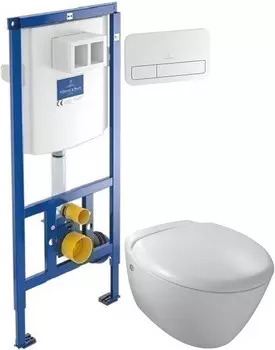 Комплект подвесной унитаз Jacob Delafon Presquile E4440-00 + система инсталляции Villeroy &amp; Boch 92246100 + 92249068