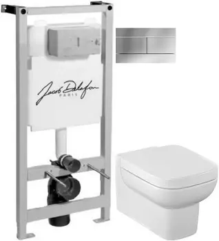 Комплект подвесной унитаз Jacob Delafon Replay E4833-00 + 8320K-00 + система инсталляции Jacob Delafon E5504-NF + E4316-CP