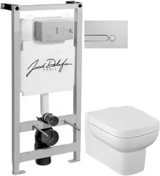 Комплект подвесной унитаз Jacob Delafon Replay E4833-00 + 8320K-00 + система инсталляции Jacob Delafon E5504-NF + E4326-CP