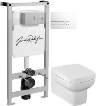 Комплект подвесной унитаз Jacob Delafon Replay E4833-00 + 8320K-00 + система инсталляции Jacob Delafon E5504-NF + E4326-00
