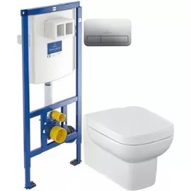 Комплект подвесной унитаз Jacob Delafon Replay E4833-00 + 8320K-00 + система инсталляции Villeroy &amp; Boch 92246100 + 92249061