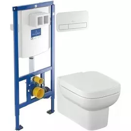 Комплект подвесной унитаз Jacob Delafon Replay E4833-00 + 8320K-00 + система инсталляции Villeroy &amp; Boch 92246100 + 92249068