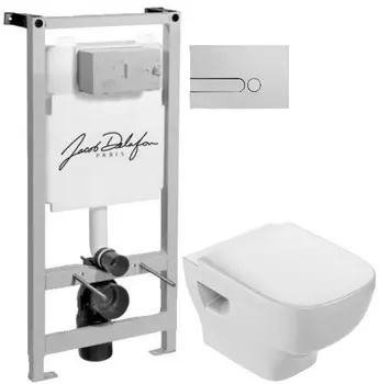 Комплект подвесной унитаз Jacob Delafon Struktura EDF102-00 + E4272-00 + система инсталляции Jacob Delafon E5504-NF + E4326-CP