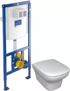 Комплект подвесной унитаз Jacob Delafon Vox EDM102-00 + E20142-00 + система инсталляции Villeroy & Boch 92246100