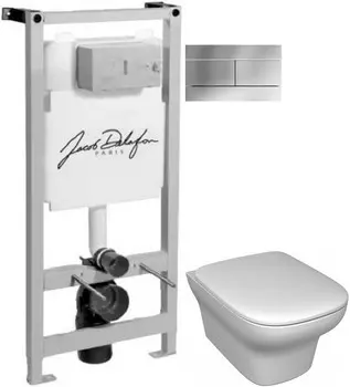 Комплект подвесной унитаз Jacob Delafon Vox EDM102-00 + E20142-00 + система инсталляции Jacob Delafon E5504-NF + E4316-CP