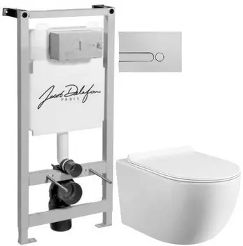 Комплект подвесной унитаз MEER MR-2100 + система инсталляции Jacob Delafon E5504-NF + E4326-CP