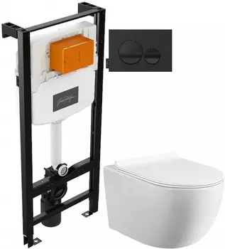 Комплект подвесной унитаз MEER MR-2100 + система инсталляции Jacob Delafon E24156-NF + E20859-7-BMT