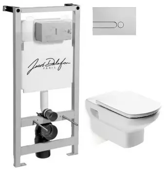 Комплект подвесной унитаз Roca Dama Senso 346517000 + ZRU9302820 + система инсталляции Jacob Delafon E5504-NF + E4326-CP