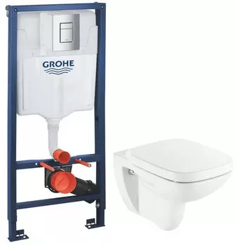 Комплект подвесной унитаз Roca Debba 346997000 + ZRU9302826 + система инсталляции Grohe 38772001